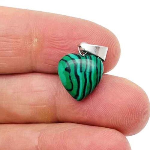 Malachite (Synthetic), Heart Pendant - Image 4