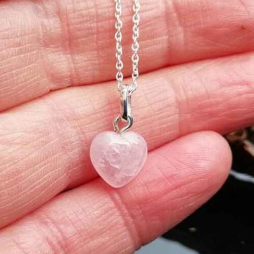 Rose Quartz, pendant, natural stone, heart shape - Image 2