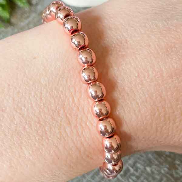 hematite-rozovo-zlato Hematite, Non-Magnetic, Rose Gold – Handmade Bracelet - Image 1