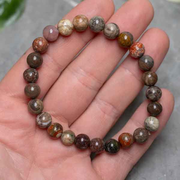 oekanski-yaspis-8mm Ocean Jasper, Natural Stone Bracelet, Various Bead Sizes - Image 1