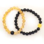 Light and Protection – Bracelet Set with Citrine and Matte Black Onyx