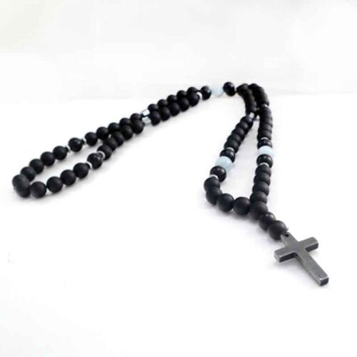 Men’s Necklace “Breath of Infinity” – Onyx, Aquamarine and Hematite - Image 6