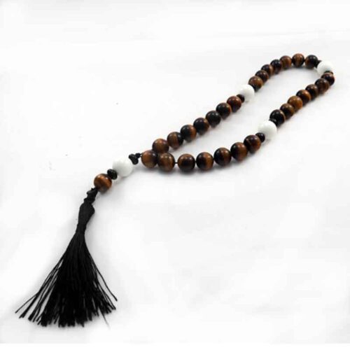Prayer Beads, “Silence of the Tiger” – Inner Power and Concentration, Tiger’s Eye, White Agate and Onyx - Image 5