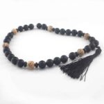 Prayer Beads, “Guardian of Silence”, Matte Onyx, Picture Jasper, 12 mm