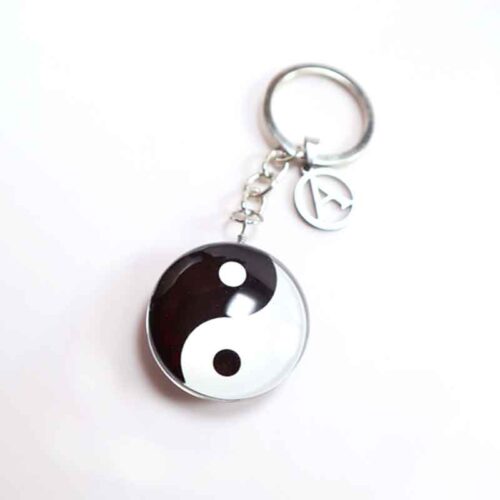 Yin and Yang – Keychain with Personalized Letter, Stainless Steel - Image 4
