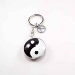 Yin and Yang – Keychain with Personalized Letter, Stainless Steel - Image 2