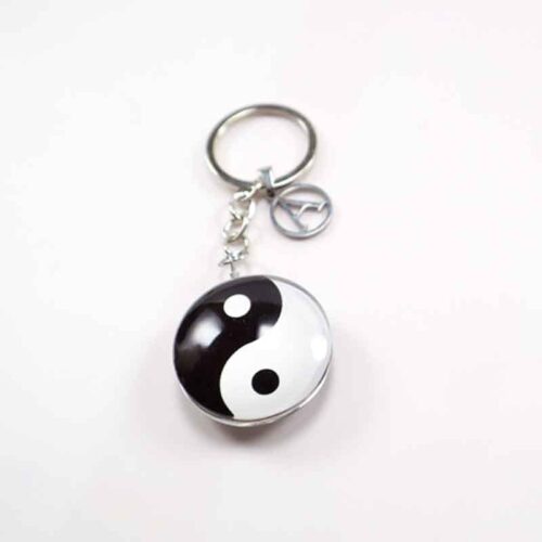 Yin and Yang – Keychain with Personalized Letter, Stainless Steel - Image 2