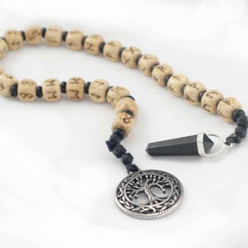 Handmade Prayer Beads with Runes, Wood and Black Tourmaline – Symbol of Strength, Protection and Ancient Wisdom - Image 4