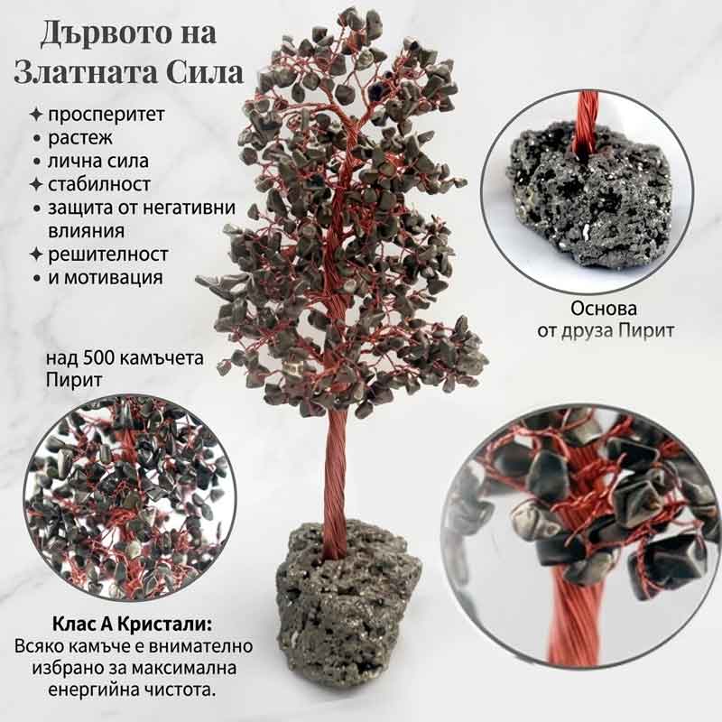 durvoto-na-jivota-s-pirit The Tree of Golden Power – Pyrite – natural pyrite druzy and 500 stones - Image 1