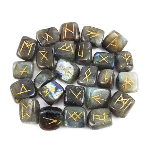 Luxury Labradorite Rune Set with Booklet, in a Beautiful Wooden Box - Image 3