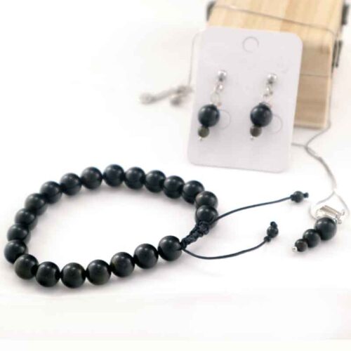 Mystical Protection with Obsidian – Set – Bracelet, Earrings and Necklace (Class A) - Image 6
