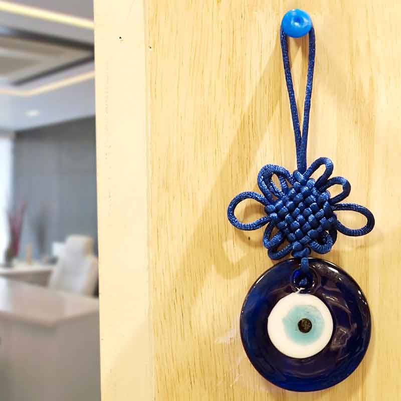 “Blue Eye Nazar” Hanging Amulet with Feng Shui Knot