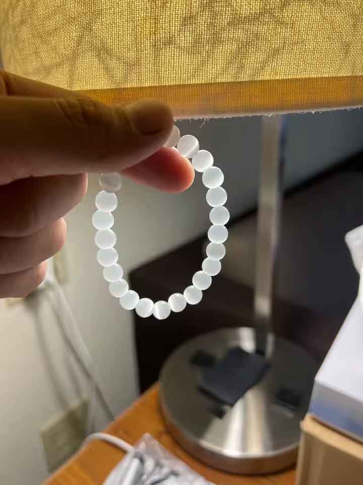 Selenite bracelet in the light