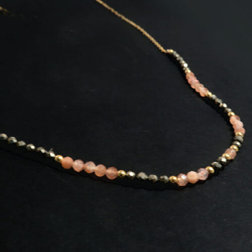 Golden Awakening - Micro-Faceted Sunstone and Class A Pyrite, Bracelet - Image 4