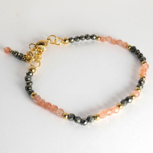 Golden Awakening - Micro-Faceted Sunstone and Class A Pyrite, Bracelet - Image 5