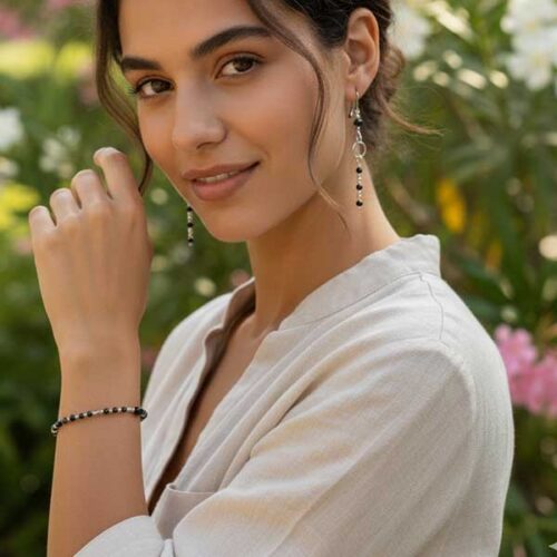 The Black Guardian – Black Tourmaline and Hematite Bracelet with Free Earrings - Image 3