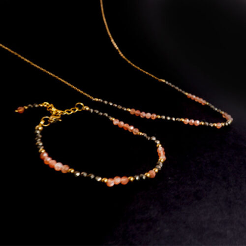 Golden Awakening - Micro-Faceted Sunstone and Class A Pyrite, Bracelet - Image 9