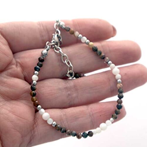 Power of the Storm Set, Pietersite and Mother of Pearl – Bracelet, Earrings, Ring - Image 5
