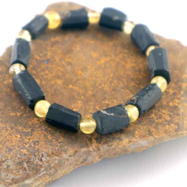 turmalin-tubus-citrin-6mm Shield and Clarity – Black Tourmaline and Citrine Bracelet - Image 1