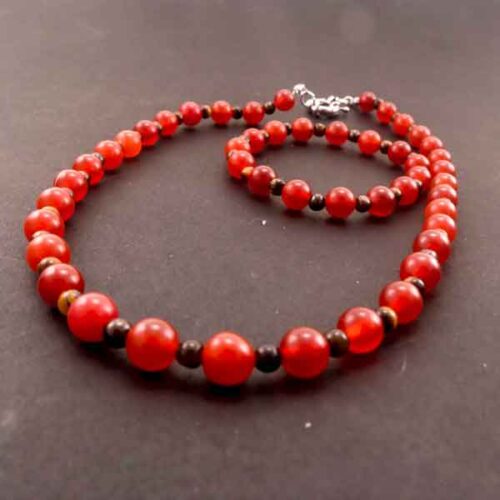 Fire and Stability Set - Carnelian and Tiger’s Eye Bracelet and Necklace | Natural Stones - Image 4
