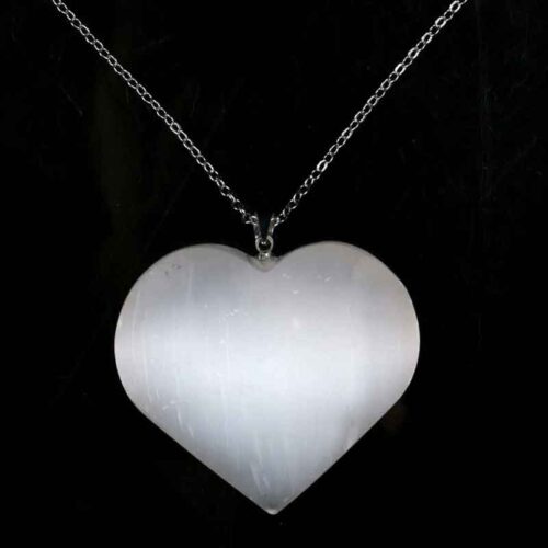 “Moon Heart” Pendant in Moroccan Selenite, Grade A - Image 4