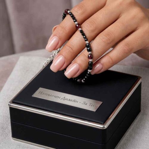 Black Tourmaline, Luxury Bracelet with Tourmaline and Garnet - Image 16
