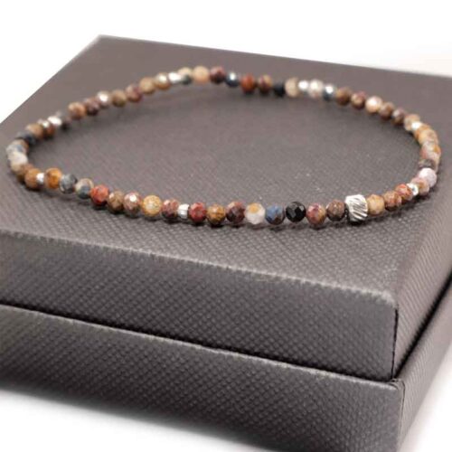 Pietersite Bracelet, 3 mm Faceted Natural Beads, Grade A - Image 2