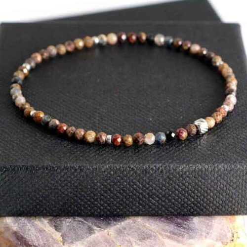 Pietersite Bracelet, 3 mm Faceted Natural Beads, Grade A - Image 7