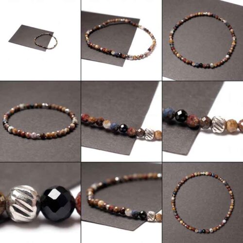 Pietersite Bracelet, 3 mm Faceted Natural Beads, Grade A - Image 11