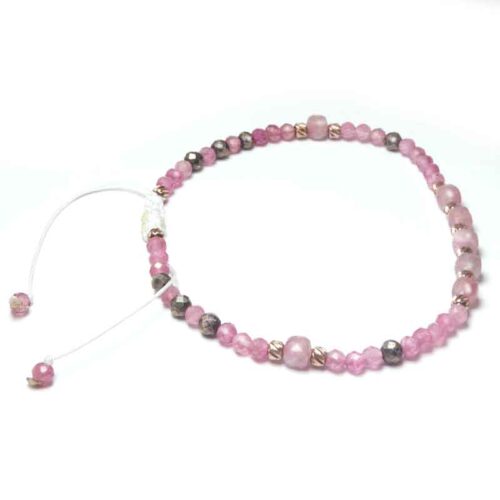 Balance of the Heart, Luxury Bracelet with Faceted Pink Tourmaline and Pyrite - Image 3