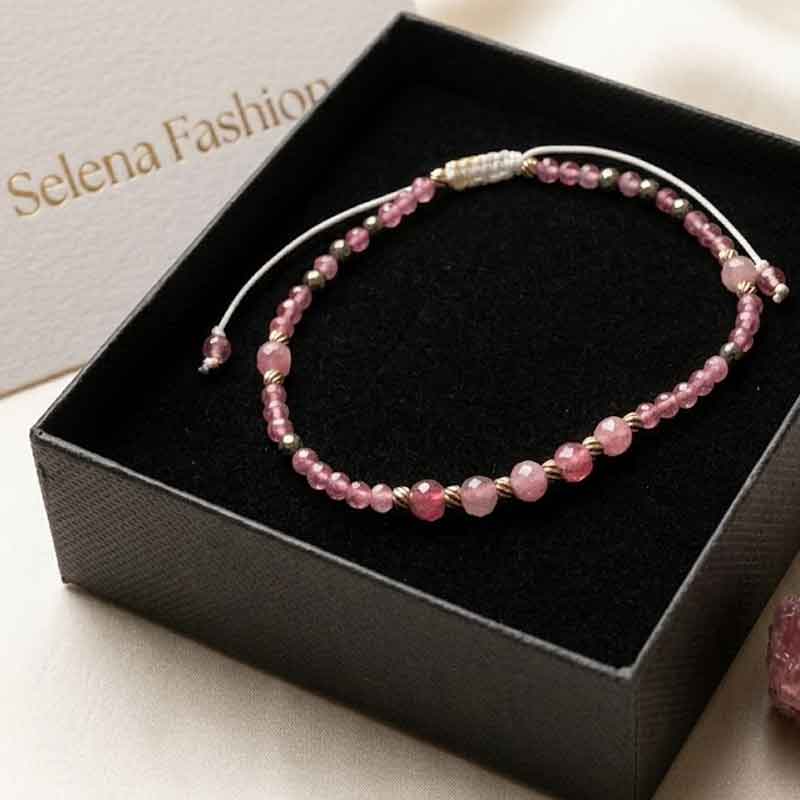 rozov-rourmaline-selena-9 Balance of the Heart, Luxury Bracelet with Faceted Pink Tourmaline and Pyrite - Image 1