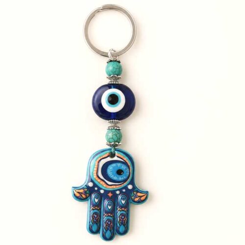 Hamsa Keychain and Bag Accessory with Blue Evil Eye - Image 3