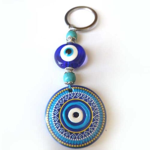 Mandala Keychain and Bag Accessory with Blue Evil Eye - Image 4