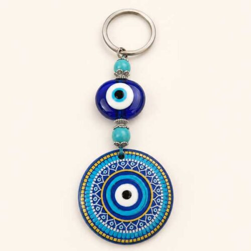 Mandala Keychain and Bag Accessory with Blue Evil Eye - Image 3