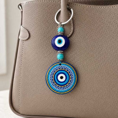 Mandala Keychain and Bag Accessory with Blue Evil Eye - Image 2