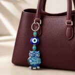 Owl Keychain and Bag Accessory with Blue Evil Eyes - Image 2
