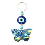 Butterfly Keychain and Bag Accessory with Blue Eyes