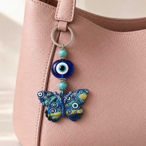 Butterfly Keychain and Bag Accessory with Blue Eyes - Image 2