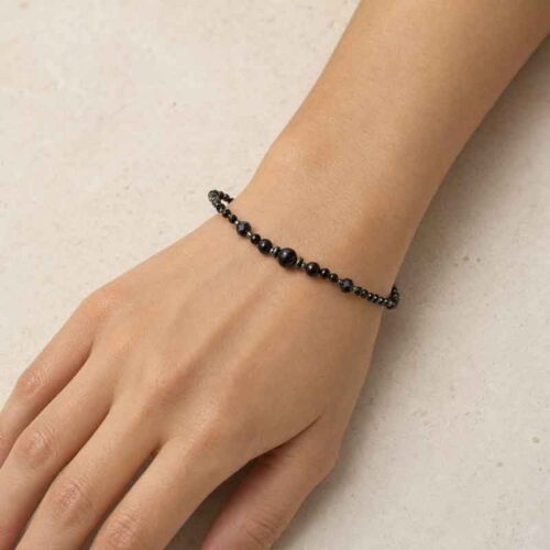Night Contour Bracelet – Grade A Black Tourmaline, Cubes, Beads, Faceted - Image 10