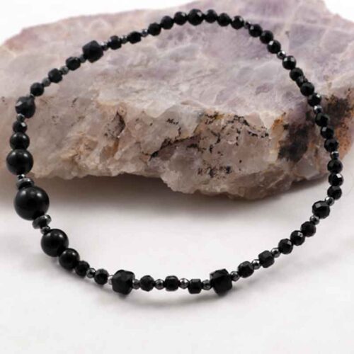 Night Contour Bracelet – Grade A Black Tourmaline, Cubes, Beads, Faceted - Image 9