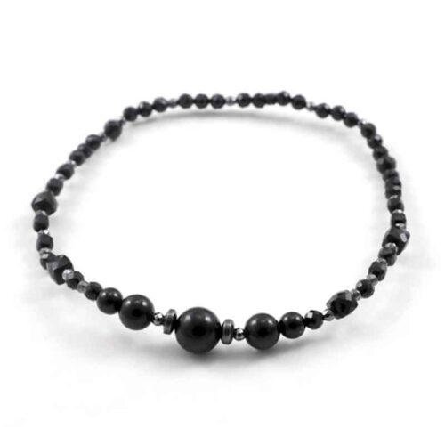 Night Contour Bracelet – Grade A Black Tourmaline, Cubes, Beads, Faceted - Image 7