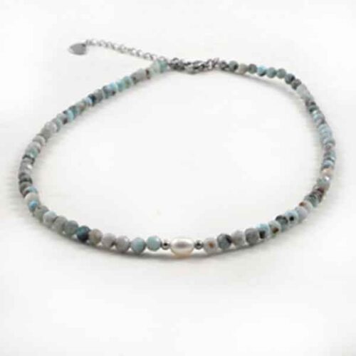 The Power of the Lagoon – Natural Larimar and Pearl Necklace – Premium Grade (Копие) - Image 2