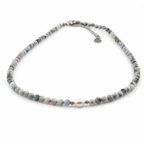 The Power of the Lagoon – Natural Larimar and Pearl Necklace – Premium Grade (Копие) - Image 5