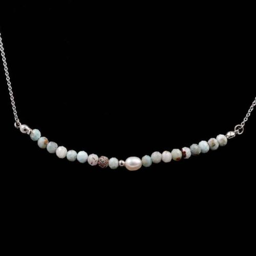 The Power of the Lagoon – Natural Larimar and Pearl Necklace – Premium Grade - Image 2