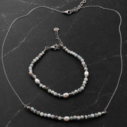 The Power of the Lagoon – Natural Larimar and Pearl Bracelet and Necklace, Premium Grade - Image 15