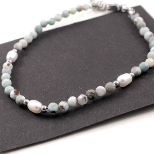 The Power of the Lagoon – Natural Larimar and Pearl Bracelet – Premium Grade - Image 7