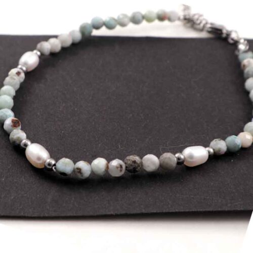 The Power of the Lagoon – Natural Larimar and Pearl Bracelet – Premium Grade - Image 6