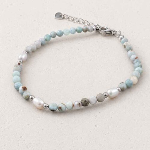 The Power of the Lagoon – Natural Larimar and Pearl Bracelet – Premium Grade - Image 5