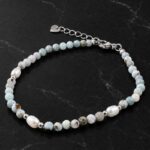 The Power of the Lagoon – Natural Larimar and Pearl Bracelet – Premium Grade