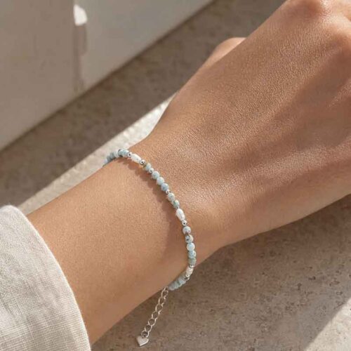 The Power of the Lagoon – Natural Larimar and Pearl Bracelet – Premium Grade - Image 3